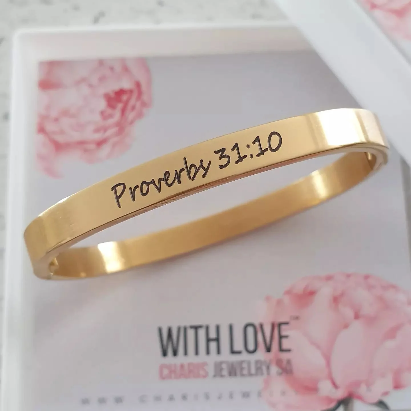 Kiera Petite Personalized Gold Stainless Steel Clip Open Bangle, SIZE: 55mm Diameter (READY IN 3 DAYS) - Image 3