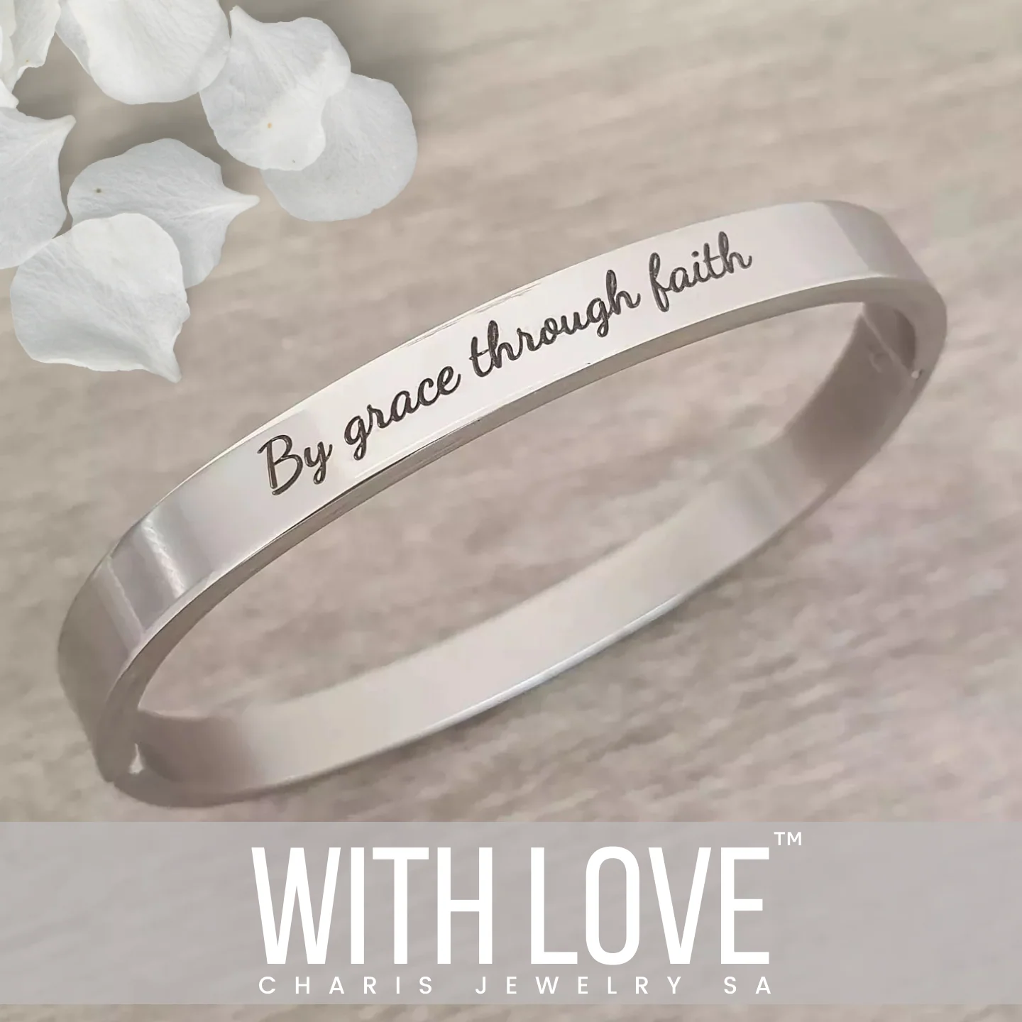 Kiera Personalized Clip Open Bangle, Stainless Steel Regular Size: 58mm Diameter (READY IN 3 DAYS!) - Image 3