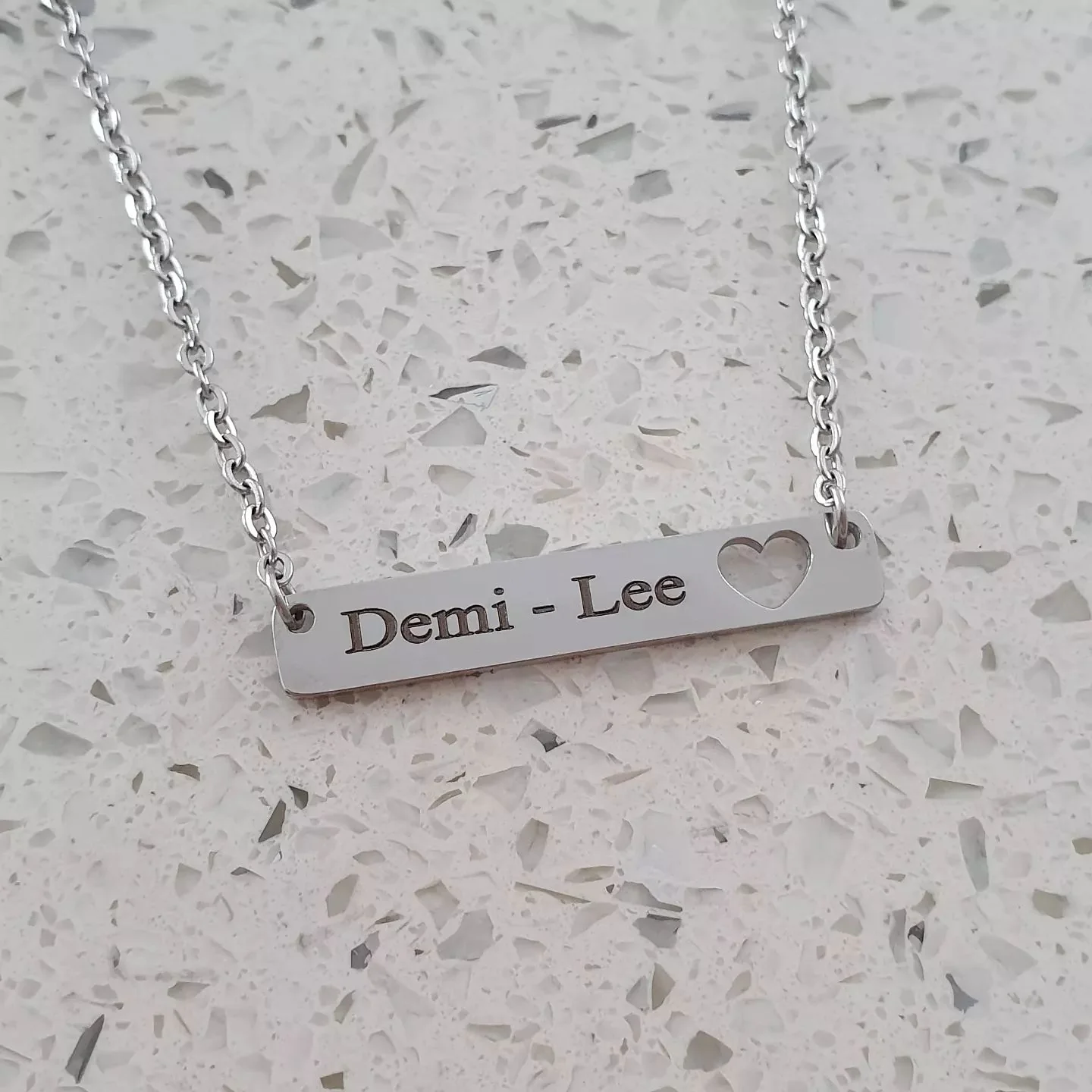 Demi-Lee Personalized Name Bar Necklace, Stainless Steel (SILVER, GOLD OR ROSE GOLD, READY IN 3 DAYS) - Image 4
