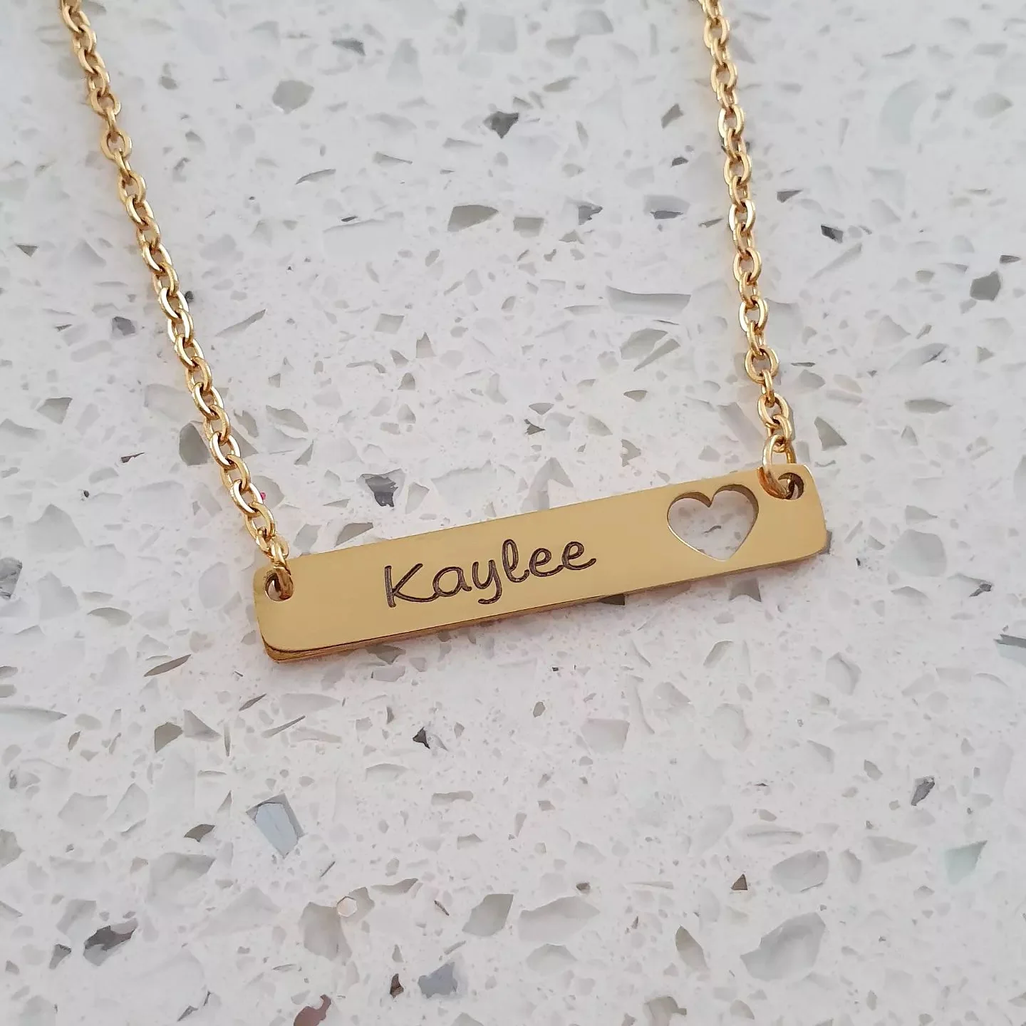 Kaylee Bar - Personalized Bar Necklace, Stainless Steel (SILVER, GOLD OR ROSE GOLD, READY IN 3 DAYS) - Image 5
