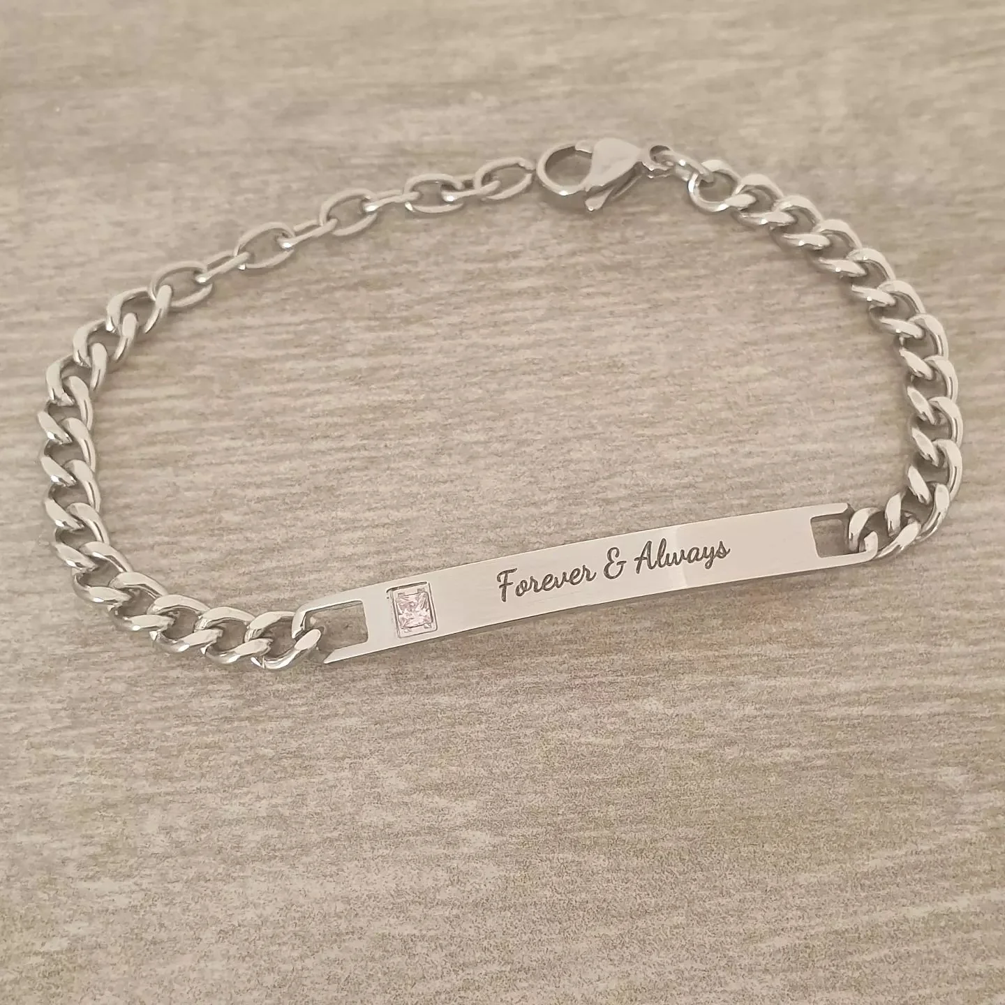 Armani Personalized Ladies Pink CZ Stainless Steel bracelet, Adjustable Size (READY IN 3 DAYS) - Image 6