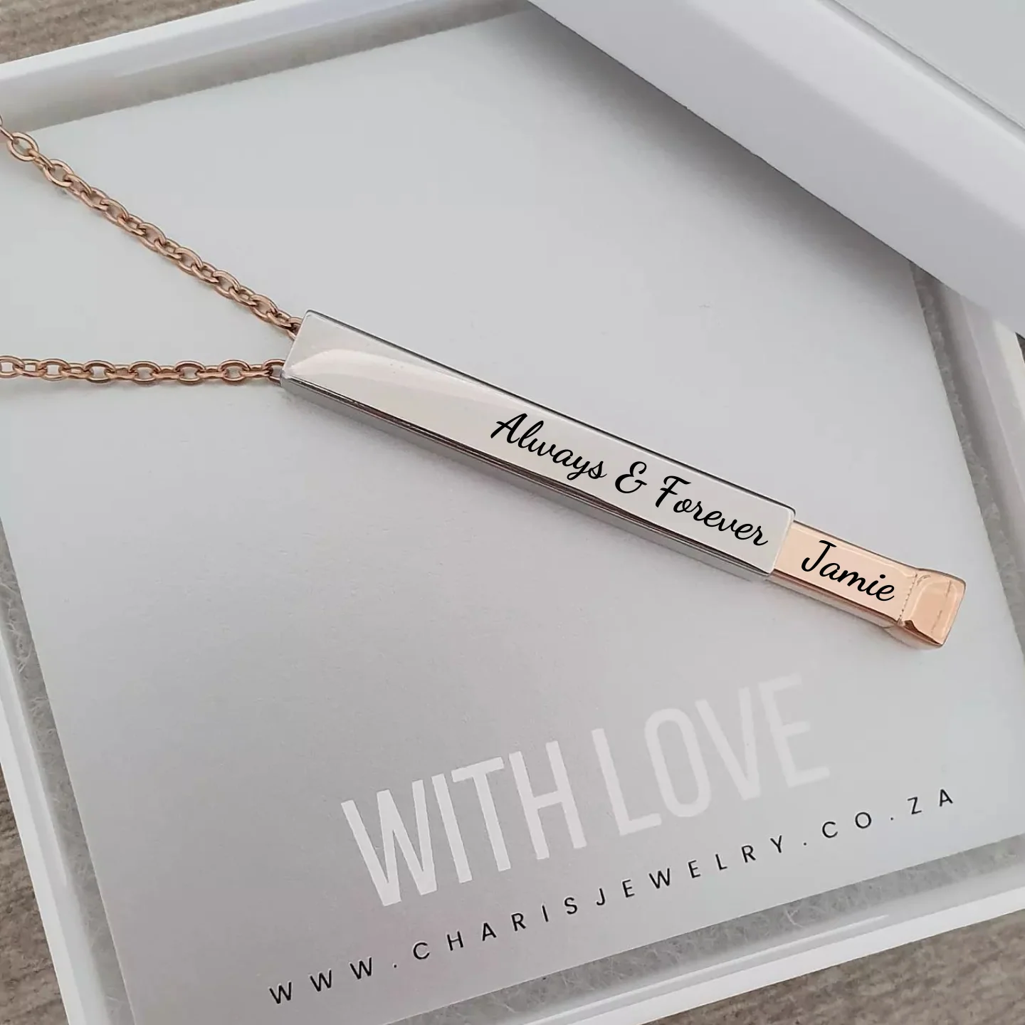 Chanel Personalized Necklace with inside message, Rose Gold Stainless Steel (READY IN 3 DAYS) - Image 3