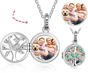 CNE103624 - 925 Sterling Silver Personalized Photo Tree Locket Necklace, - Image 5
