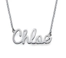 CNE111455 - Sterling Silver Personalized Custom Cursive Name Necklace on Rollo Chain - Image 6